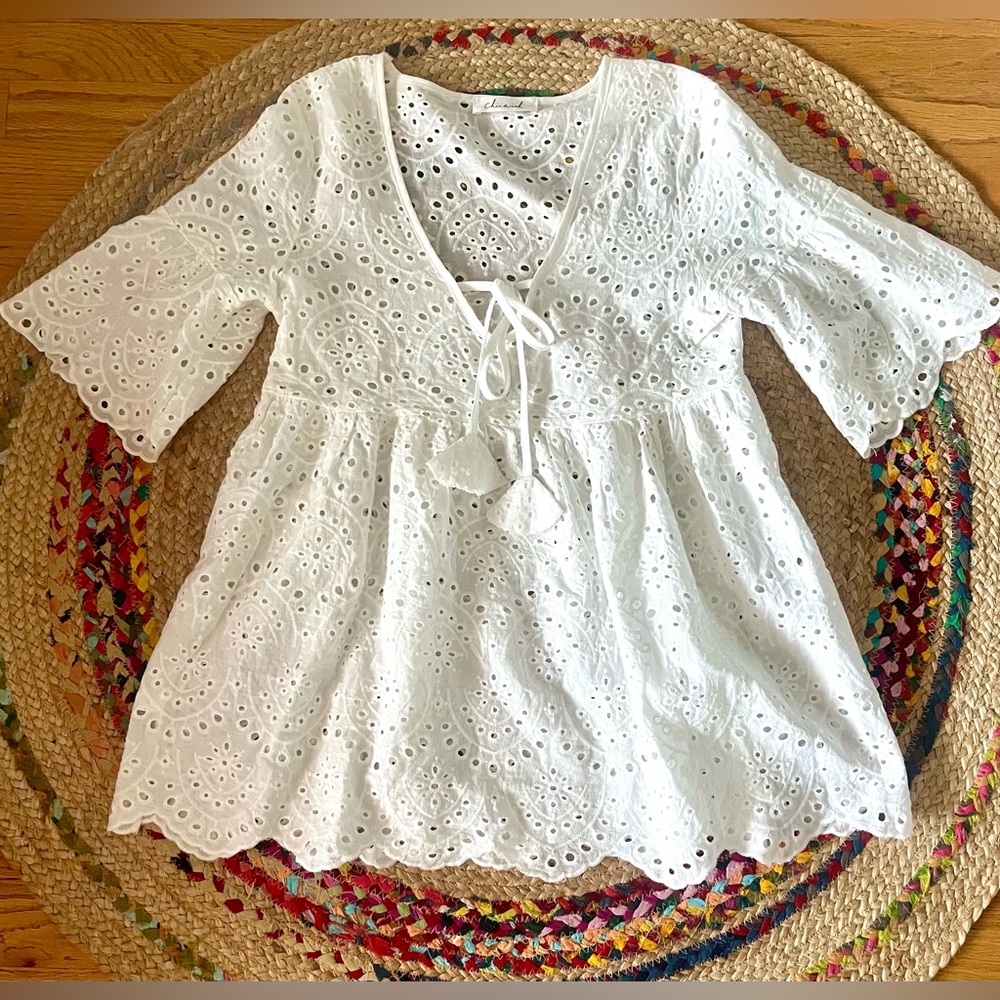 Chicwish white cotton eyelet Mini dress  sz m